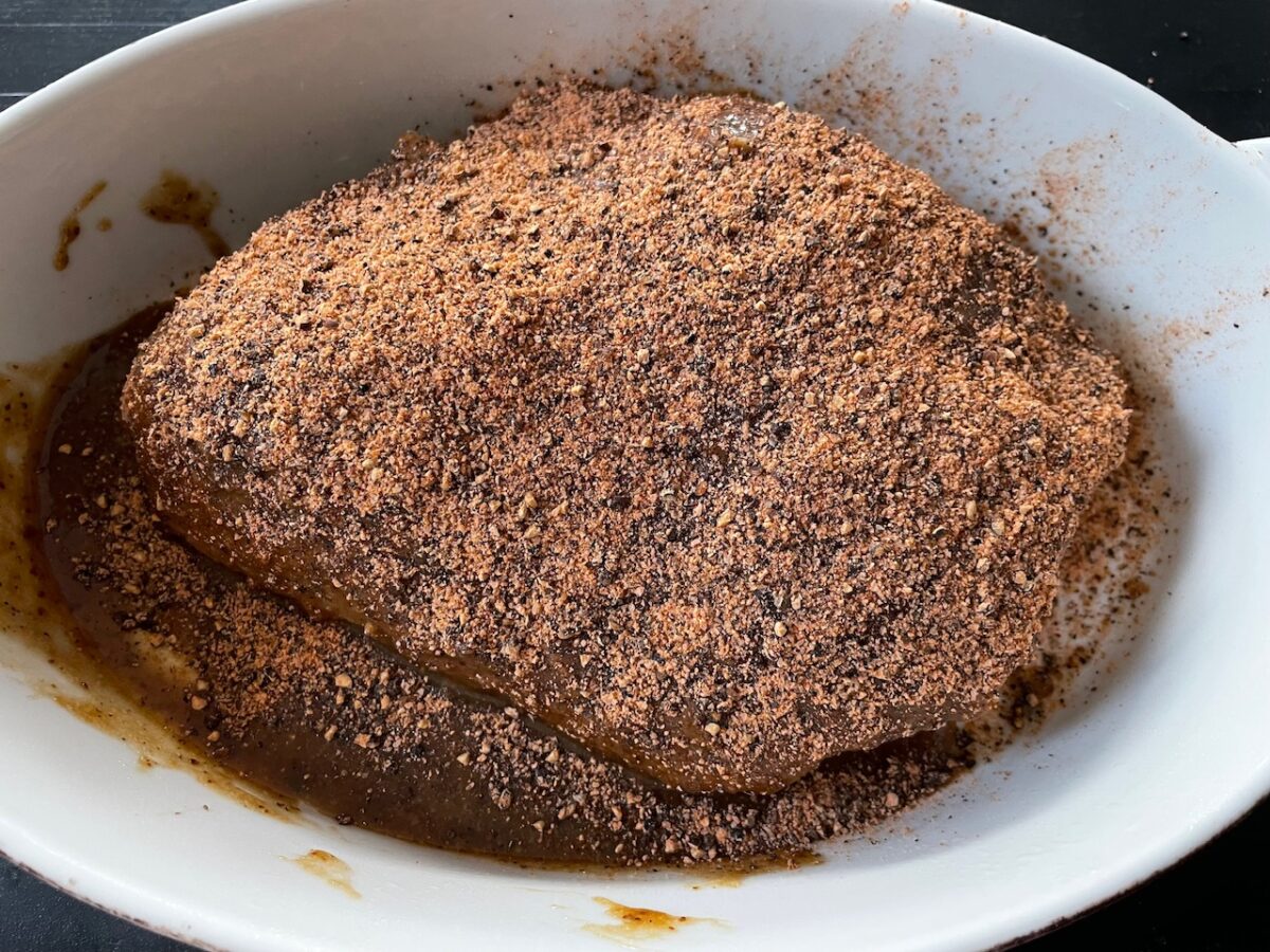 Corned Beef with Brown Sugar Dijon Glaze & Peppercorn Crust Treks & Bites